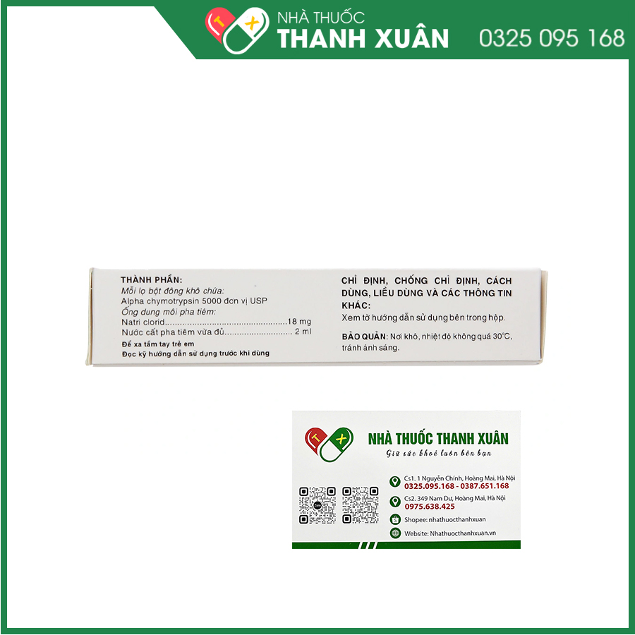 α-Chymotrypsin 5000 thuốc điều trị phù nề sau chấn thương, phẫu thuật